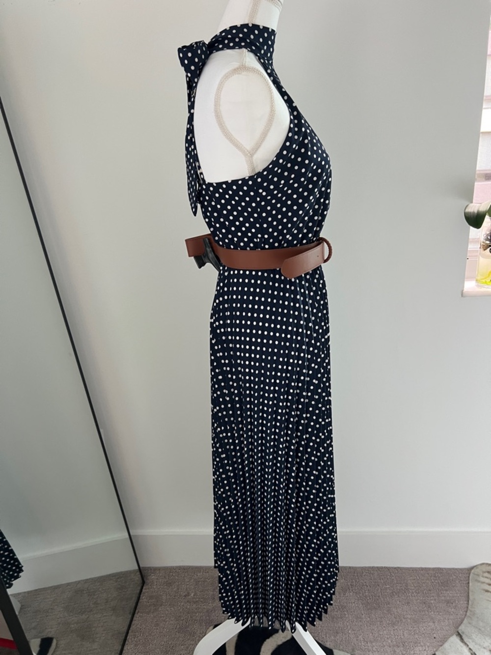 Zara Polka dot  Midi Dress with Belt - Picture 3 of 7
